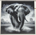 Elephant Greyscale Africa - 3D Printed (Painting)