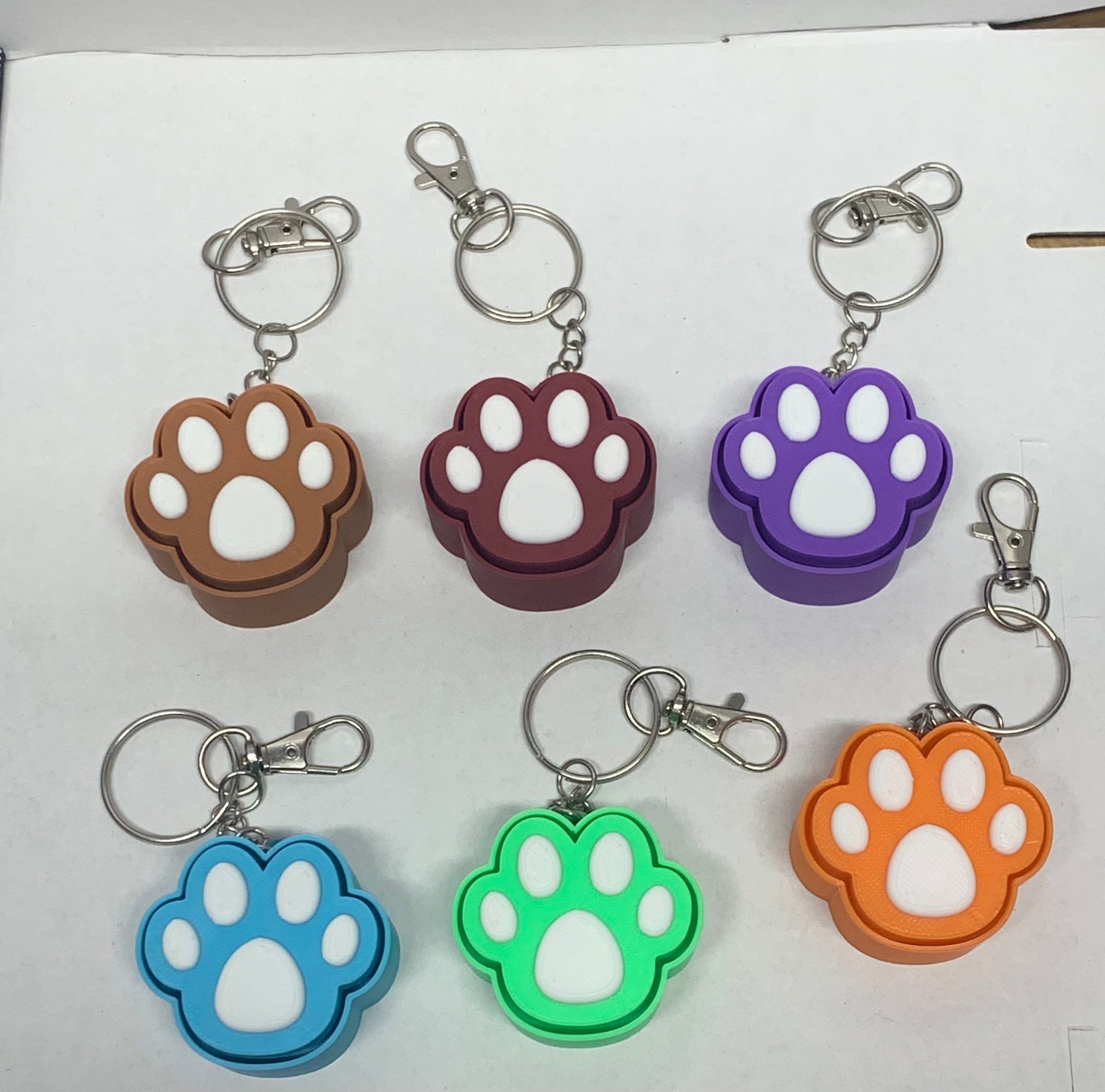 Paw Print Fidget Clicker Keychain