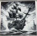Pirate Ship Sailing Greyscale - 3D Printed (Painting)