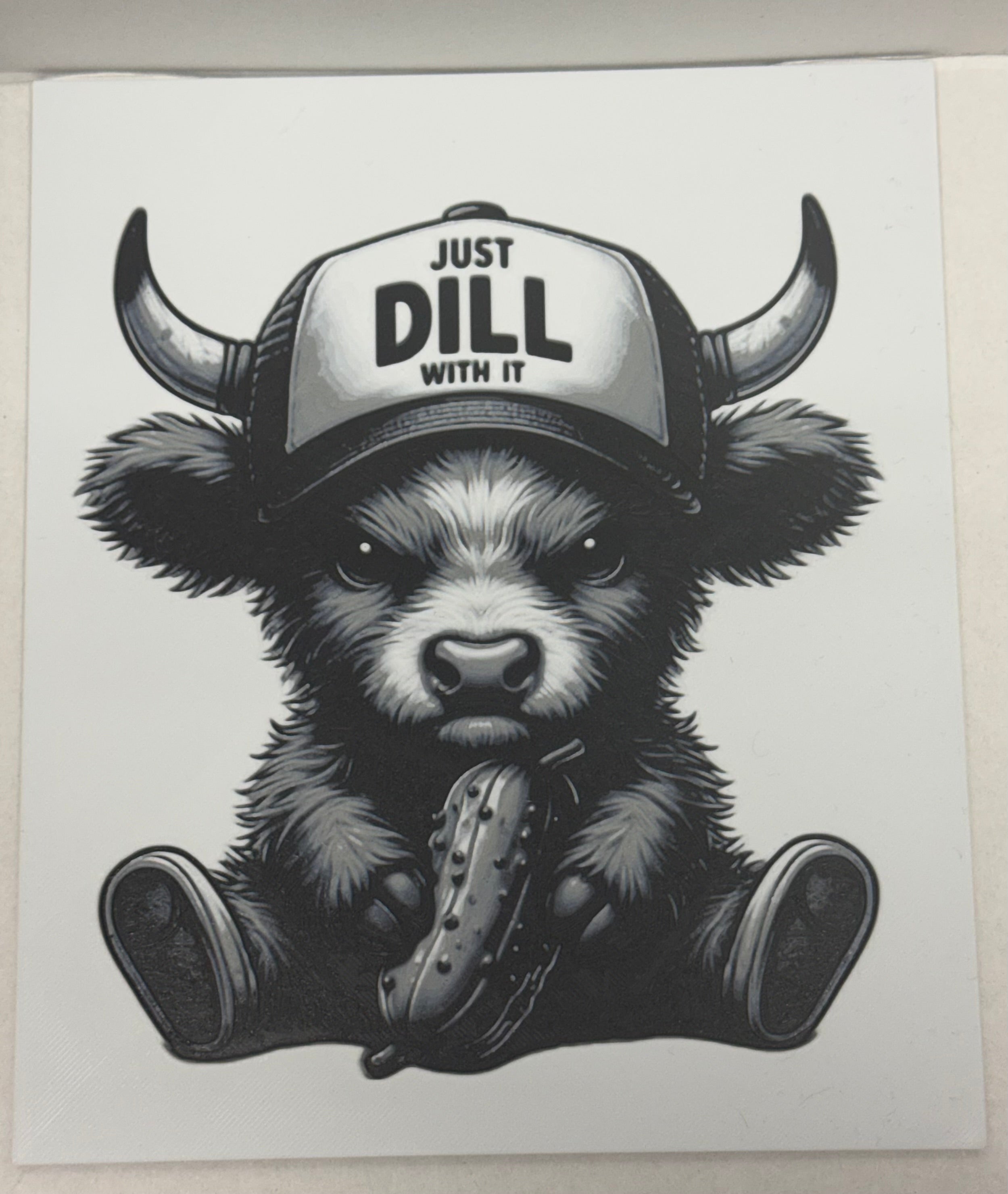 Highland Cow Baseball Hat Just Dill With It - 3D Printed (Painting)