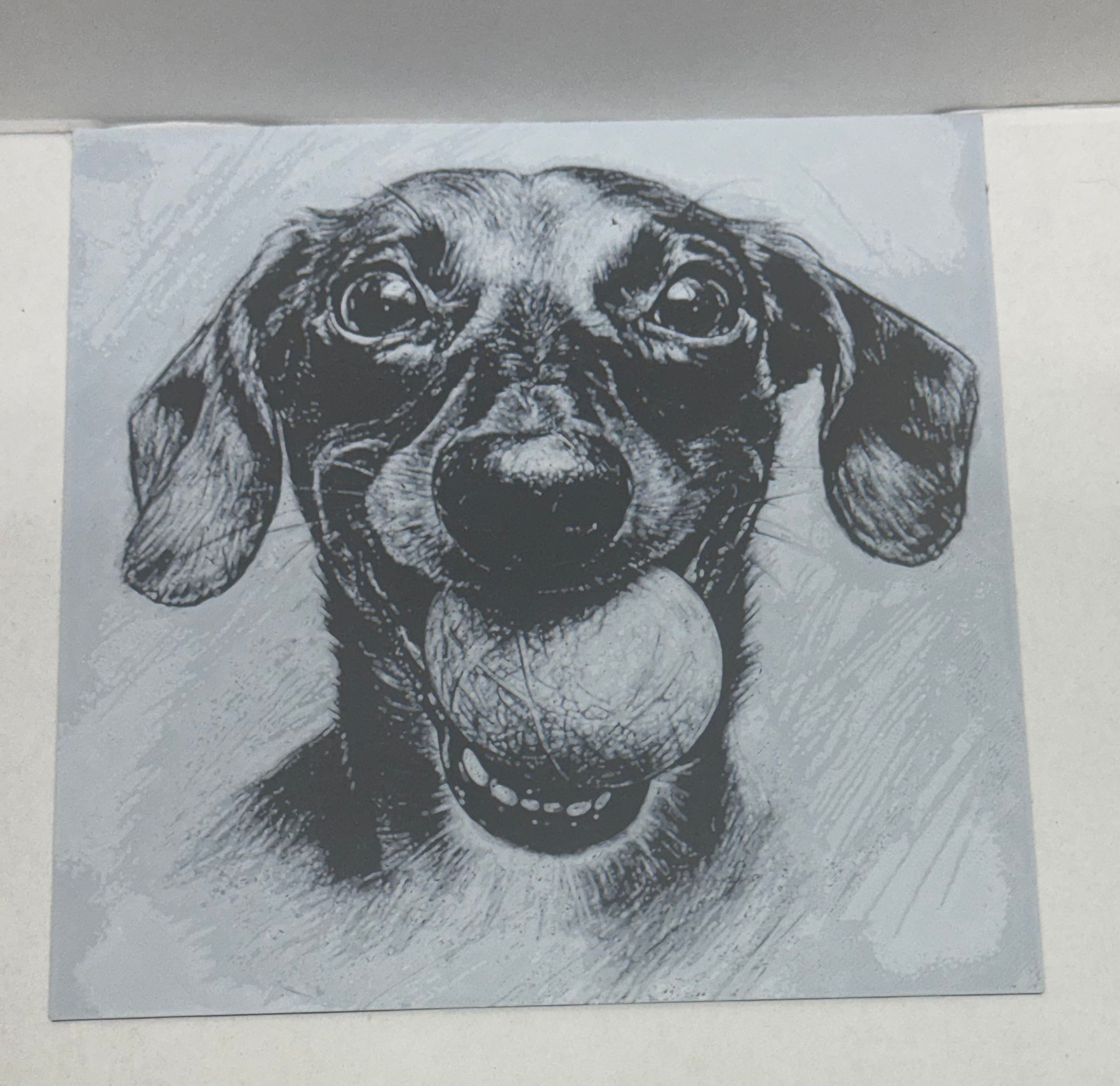 Dachshund with tennis ball - 3D art print