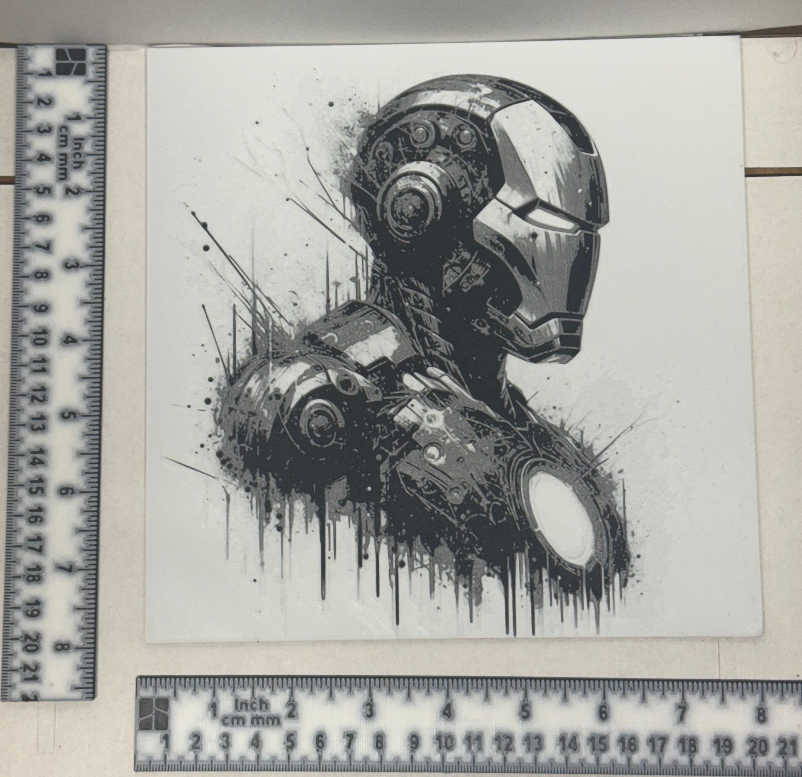 Iron Man Portrait Greyscale - 3D Printed (Painting)