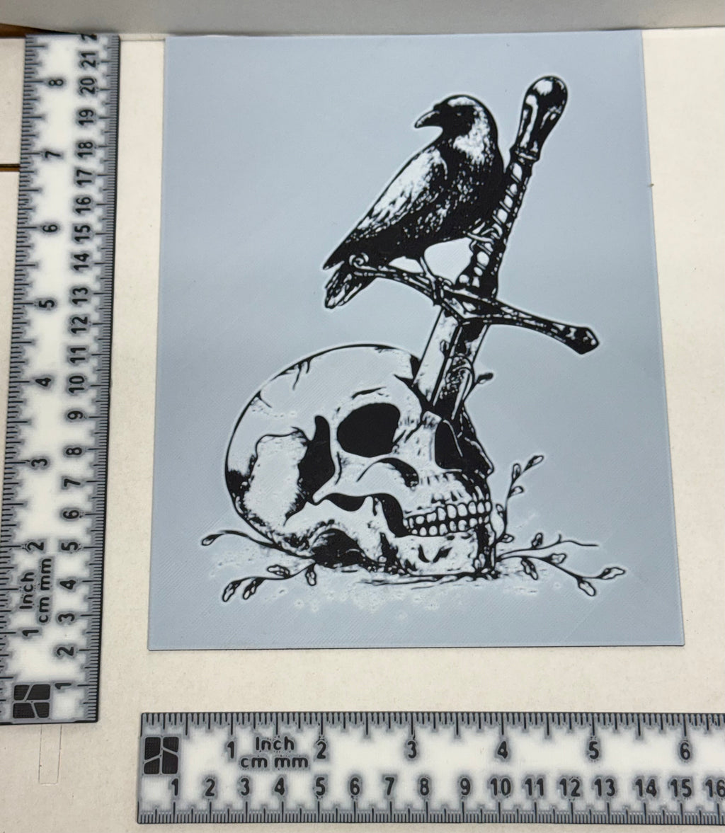 Raven and skull - 3d art print