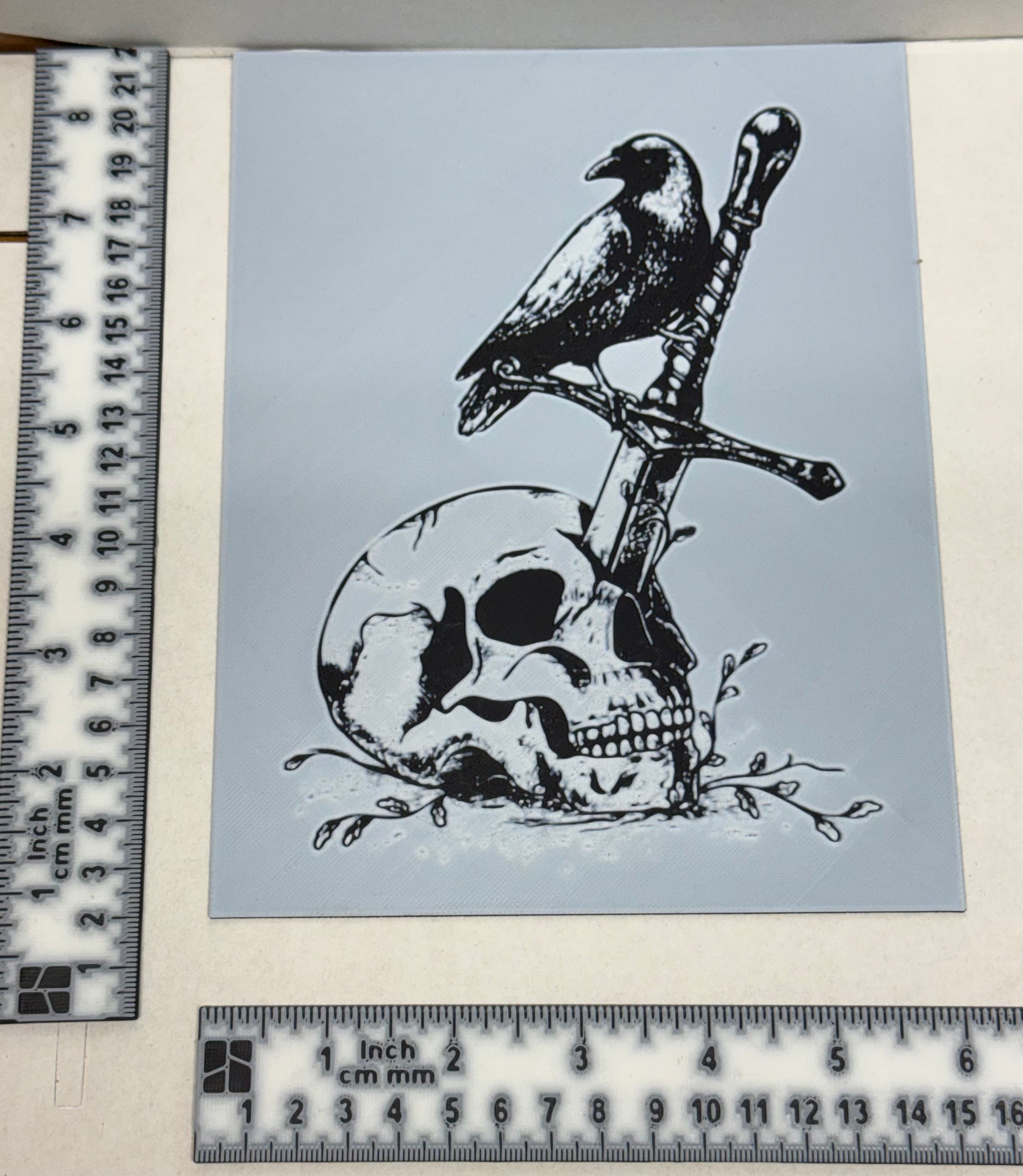 Raven and skull - 3d art print