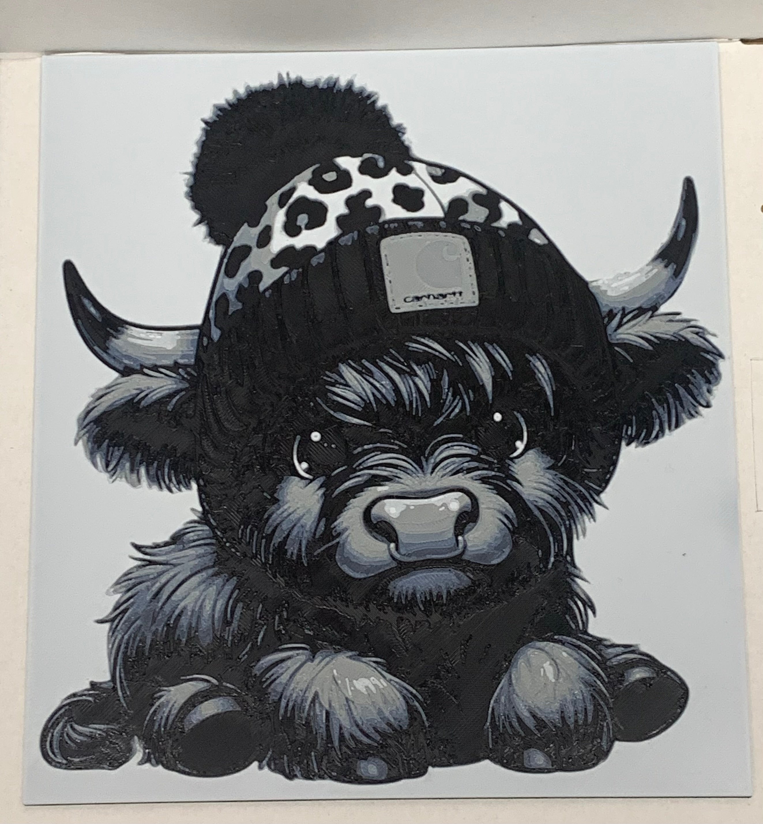 Highland Cow Carhartt Beanie - 3D Printed (Painting)