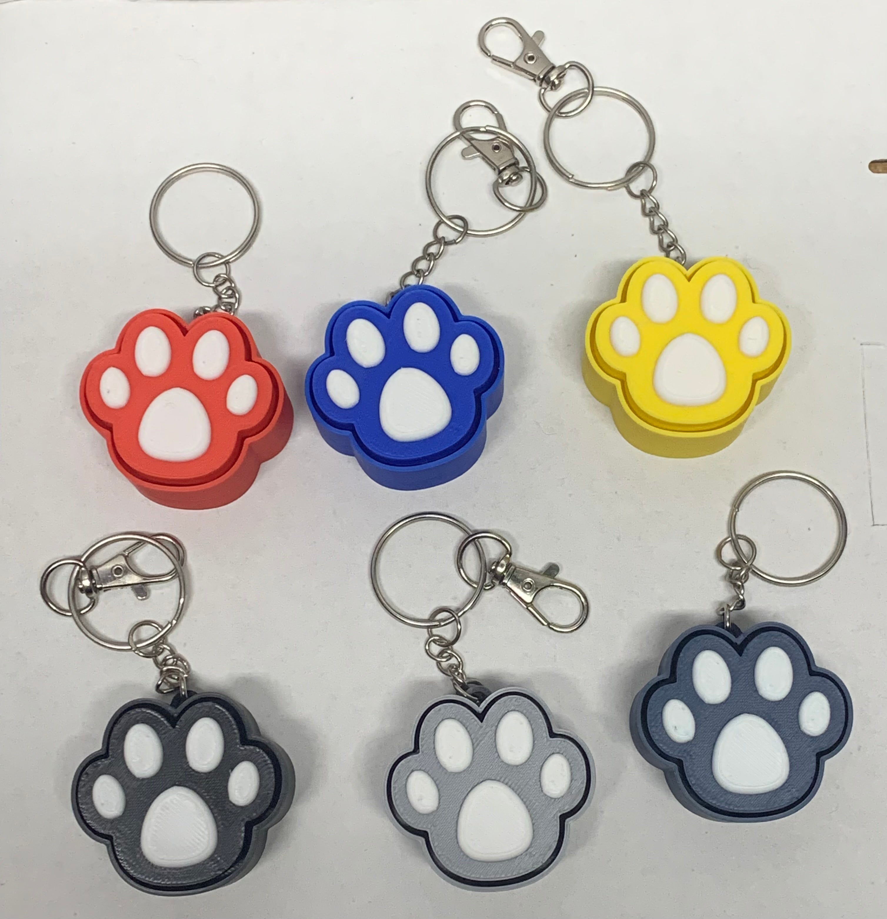 Paw Print Fidget Clicker Keychain