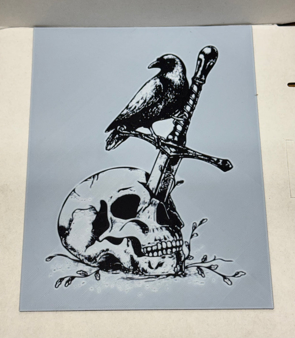 Raven and skull - 3d art print