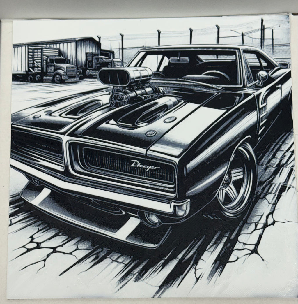 Dodge Charger Greyscale - 3D Printed (Painting)