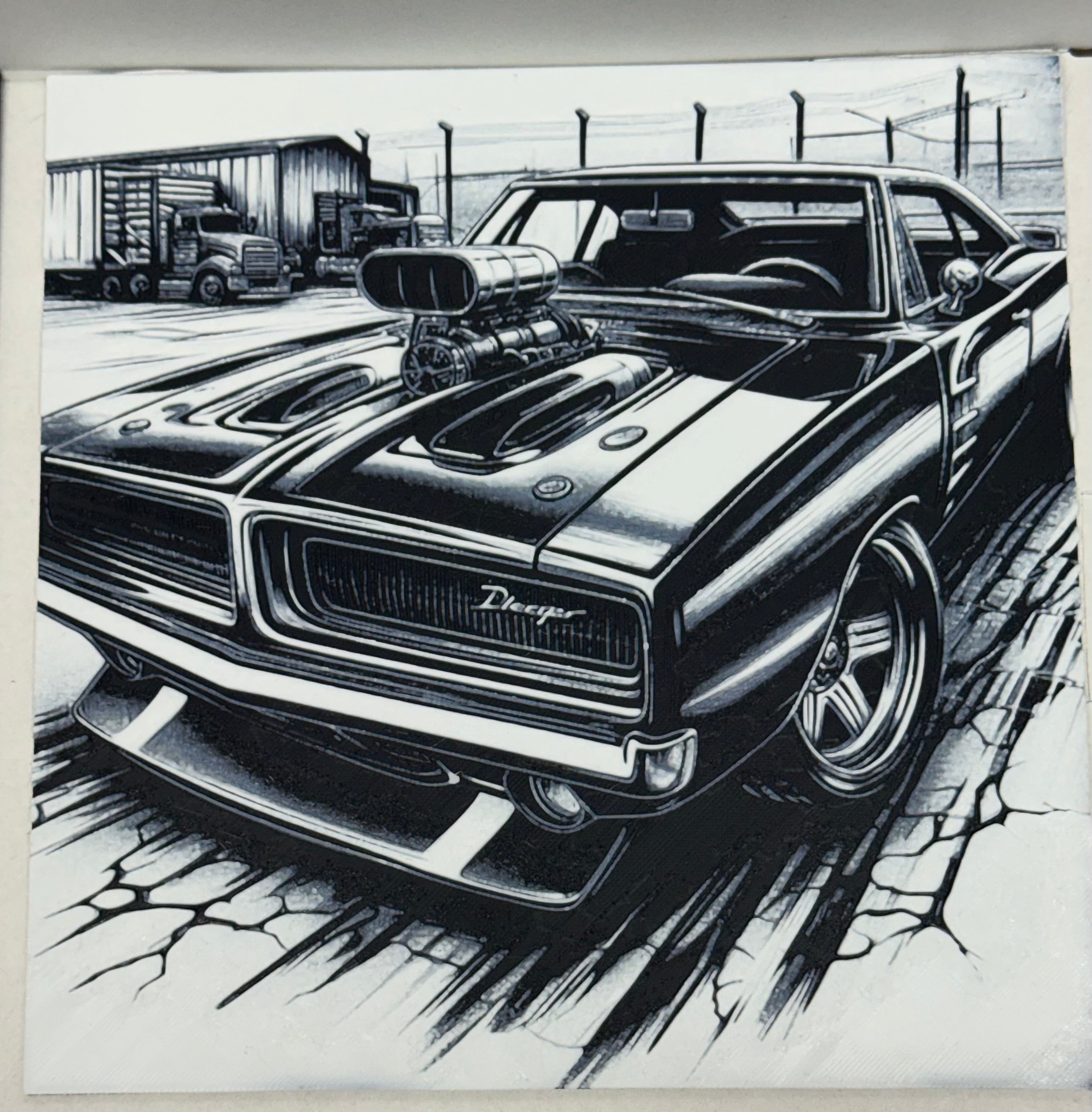 Dodge Charger Greyscale - 3D Printed (Painting)