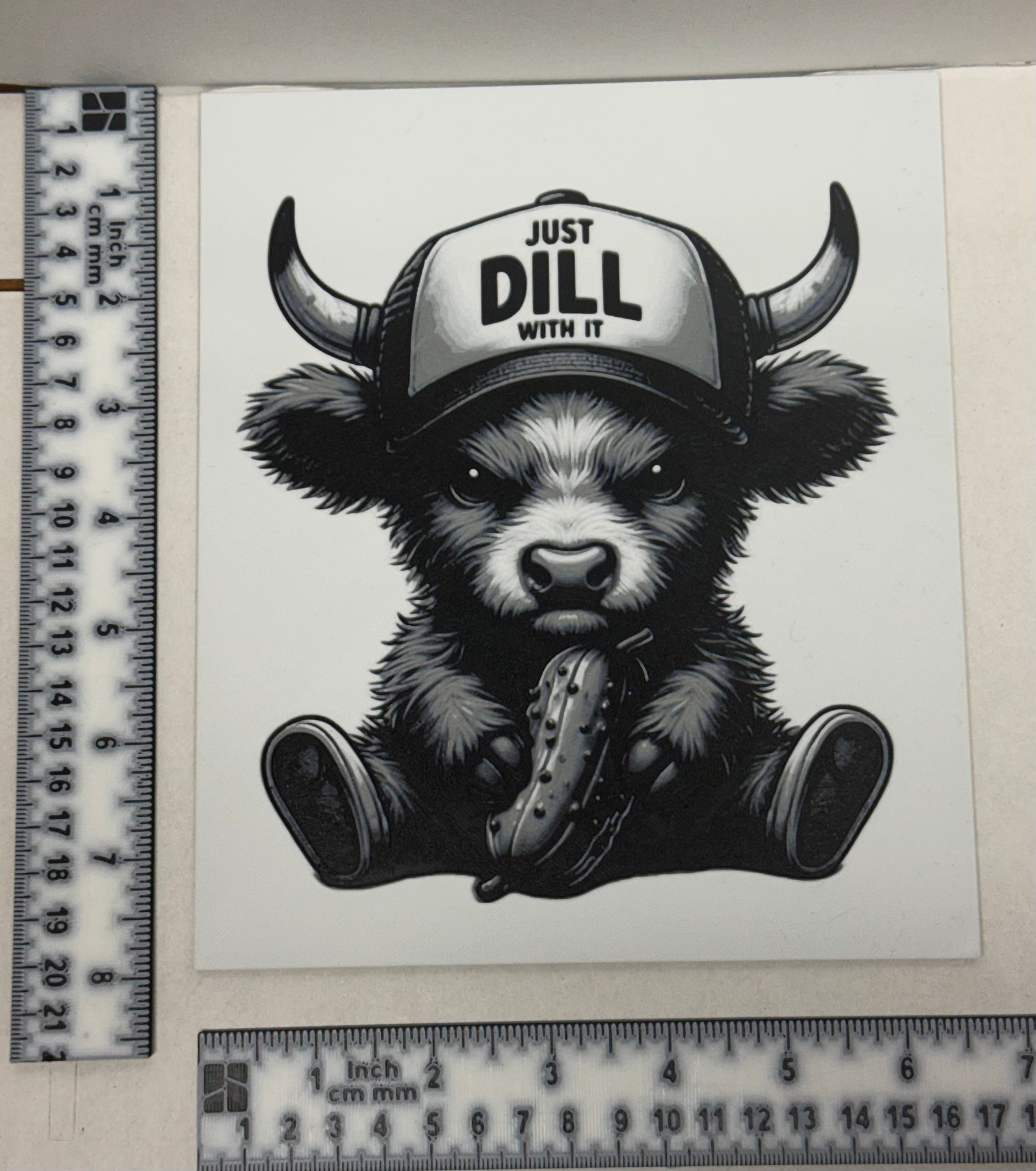 Highland Cow Baseball Hat Just Dill With It - 3D Printed (Painting)