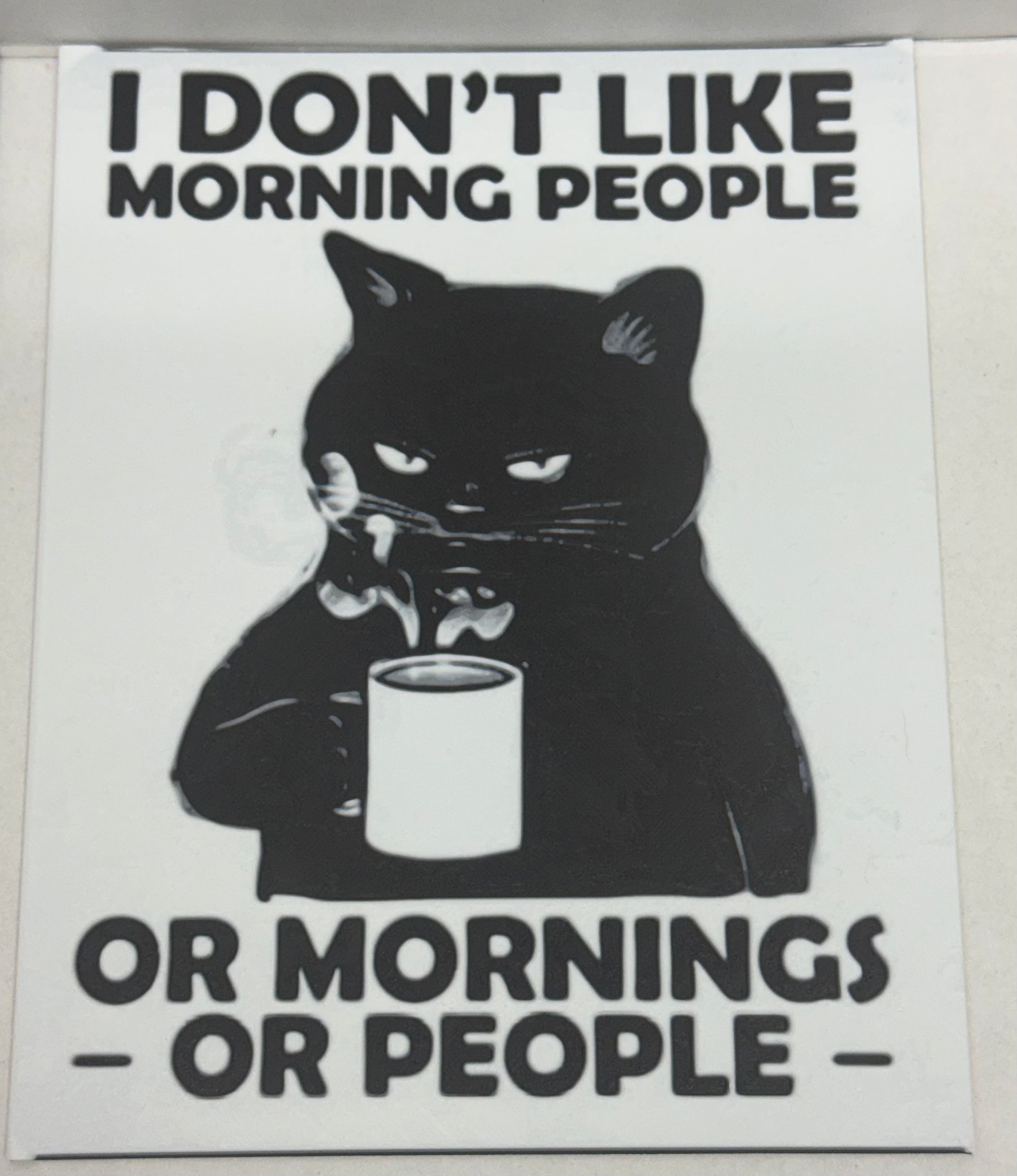 Funny Meme Cat I Don't Like Mornings - 3D Printed (Painting)